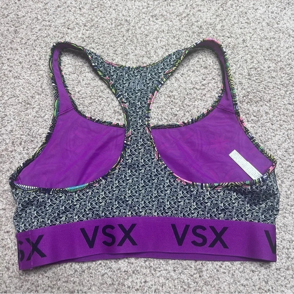 Victoria Sport Geometric Sports Bra VSX Victorias Secret Green Purple L - Picture 2 of 6